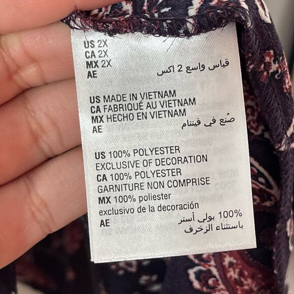 NEW Style & Co Blouse Women's Plus Size 2X Purple Grape Paisley Core Boho - Picture 11 of 11